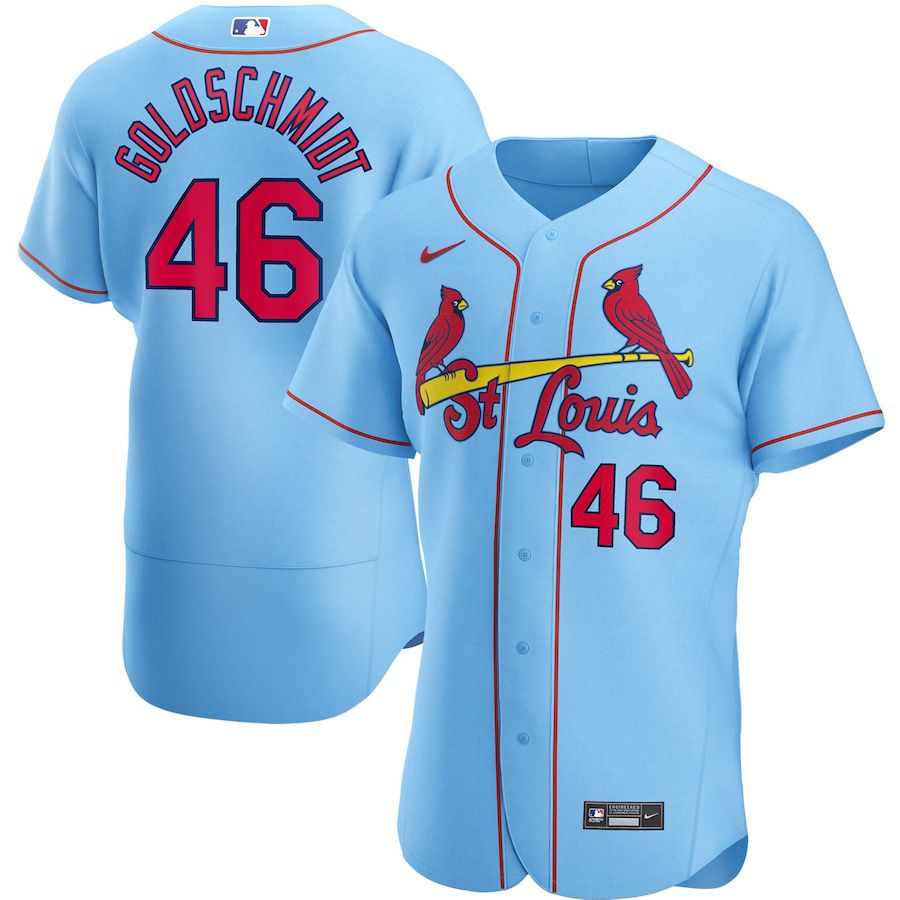 Mens St. Louis Cardinals 46 Paul Goldschmidt Nike Light Blue Alternate Authentic Player MLB Jerseys